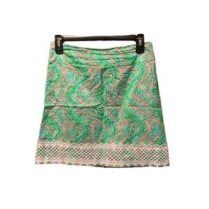 Lilly Pulitzer Chomp Chomp Alligator Print Skirt Green/Pink Size 0